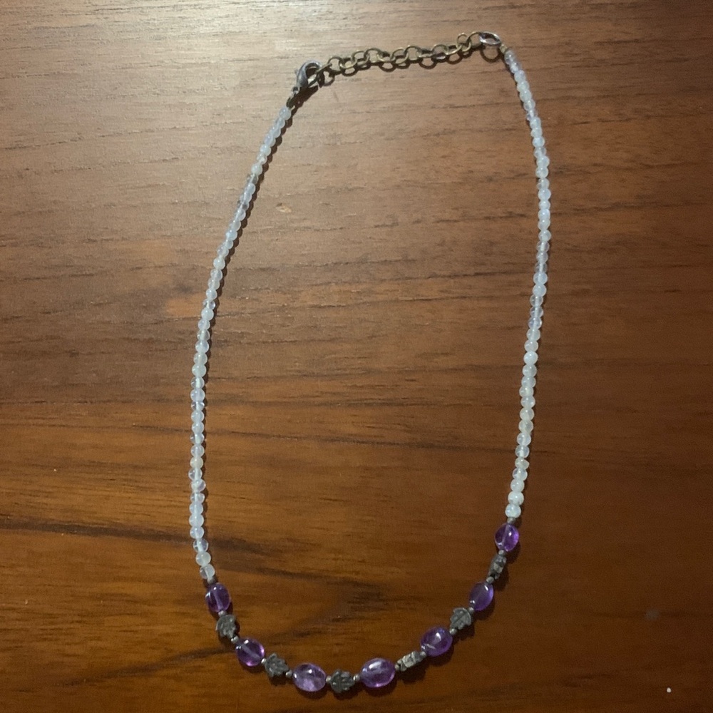 Vintage Amethyst and Moonstone Beaded Necklace